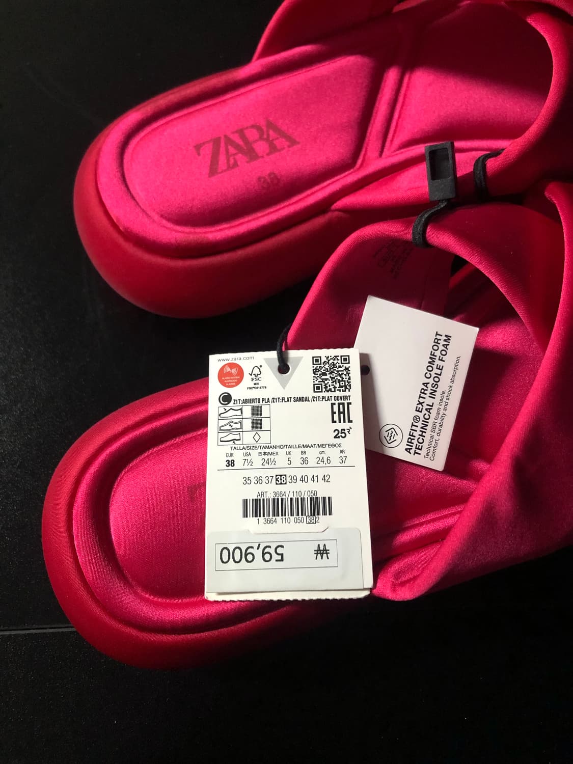 [새상품/245] 자라 새틴 플랫폼 샌들 마젠타 상품이미지5