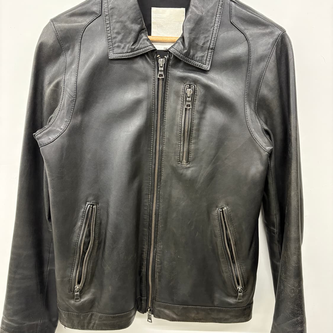 블랙 레더 양가죽 자켓 남성 M 상품이미지2