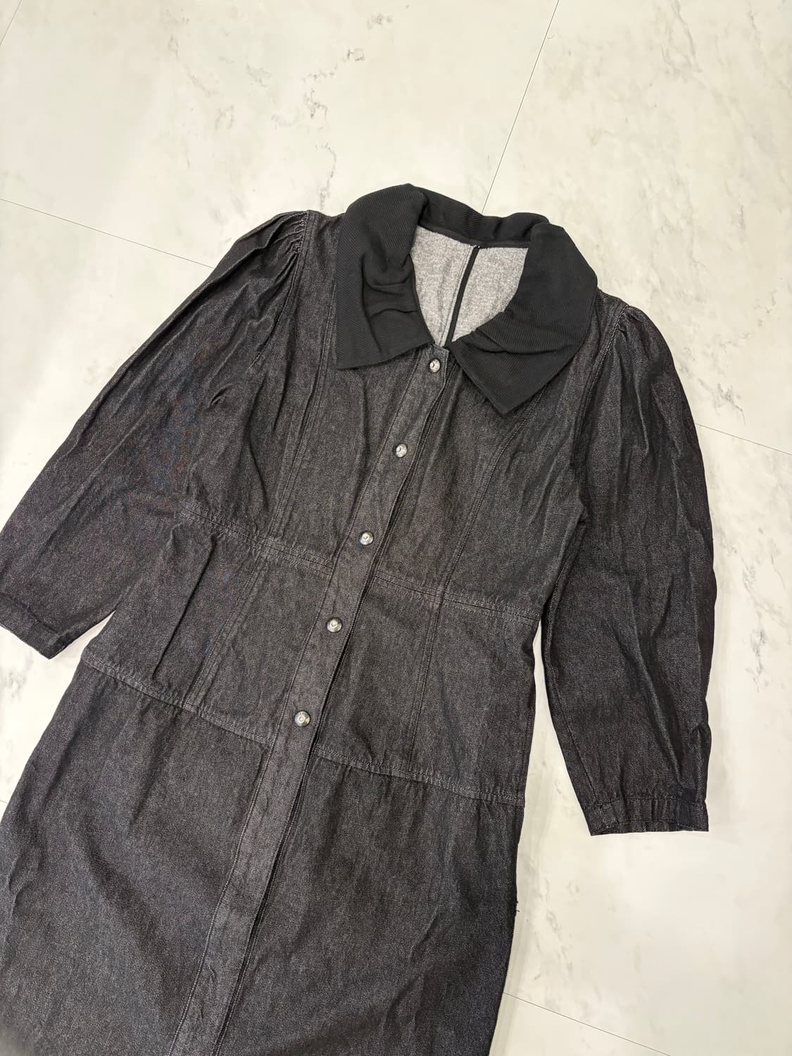 vintage black denim long dress 상품이미지2