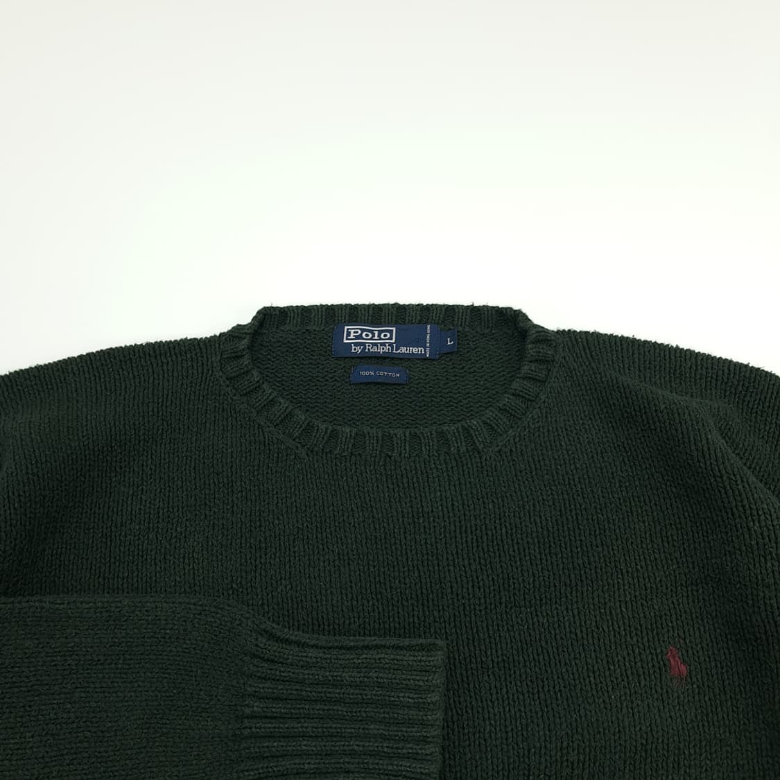 CN718 L 폴로 랄프로렌 포레스트그린 라운드 니트 스웨터 상품이미지3