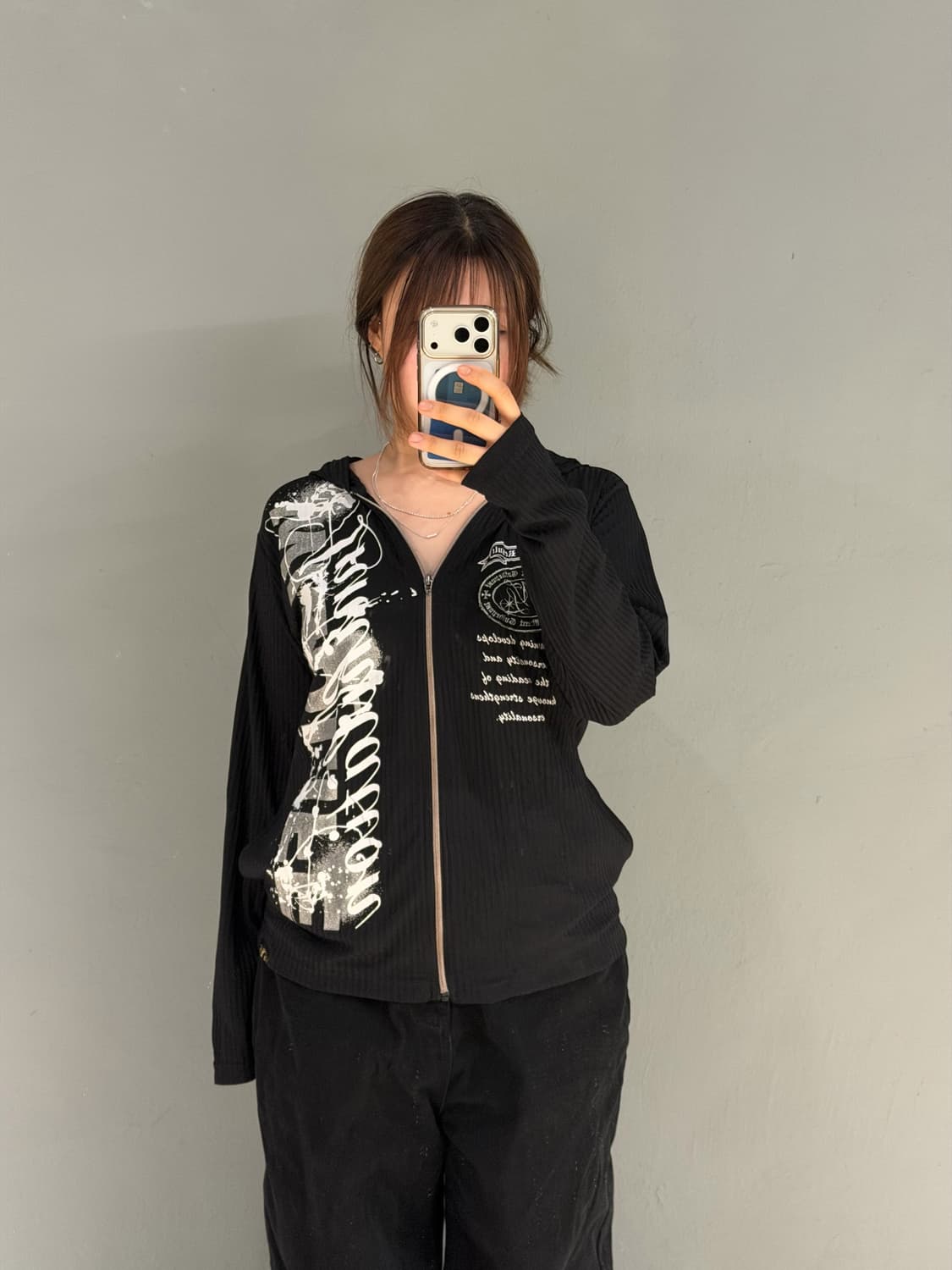 punk lettering & printing hood zip-up 상품이미지2