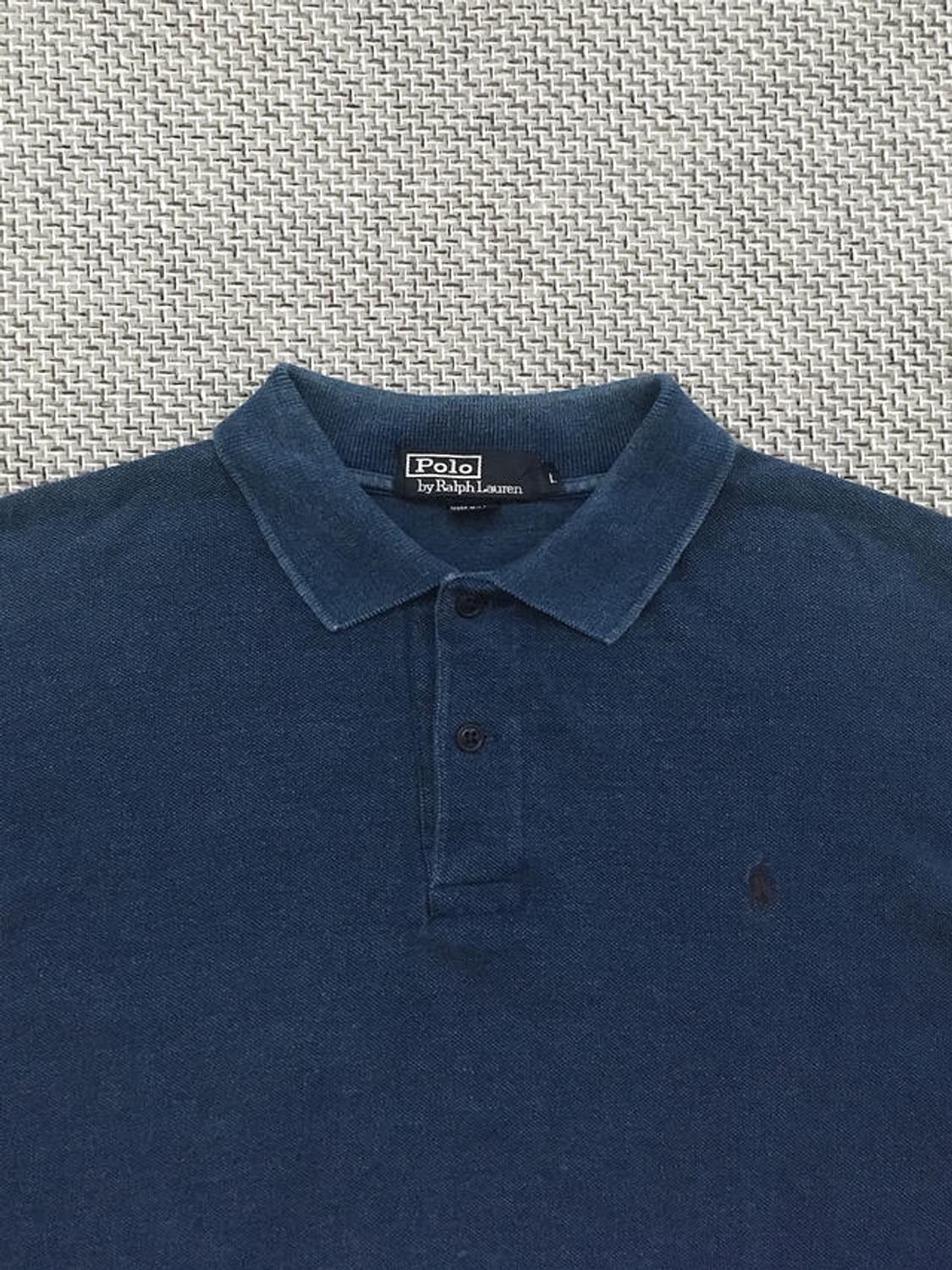 90s faded indigo blue poloshirts 상품이미지1
