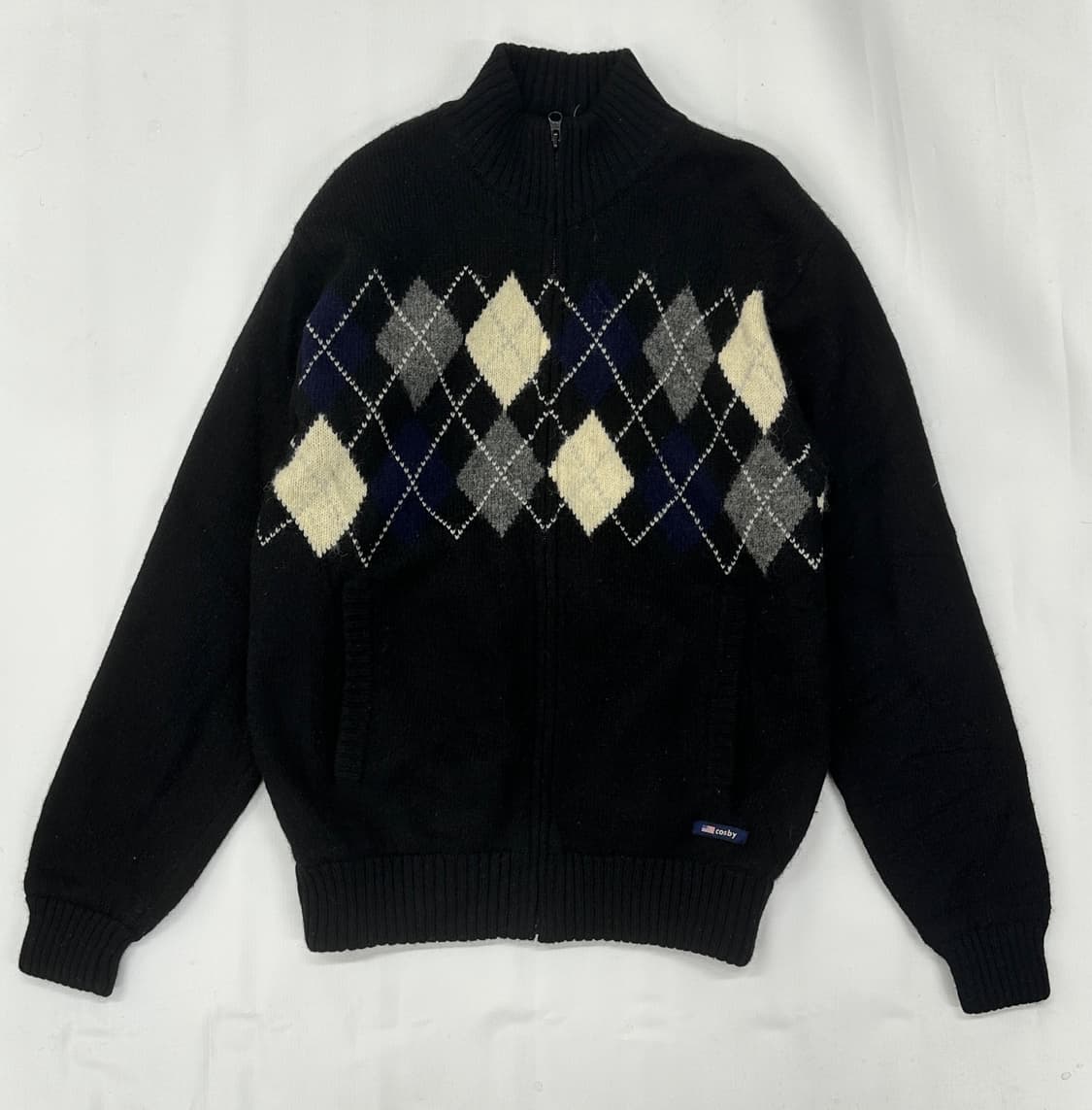 🇺🇸cosby 아가일 패턴 블랙 집업 가디건🇺🇸 빈티지 사와코 상품이미지2