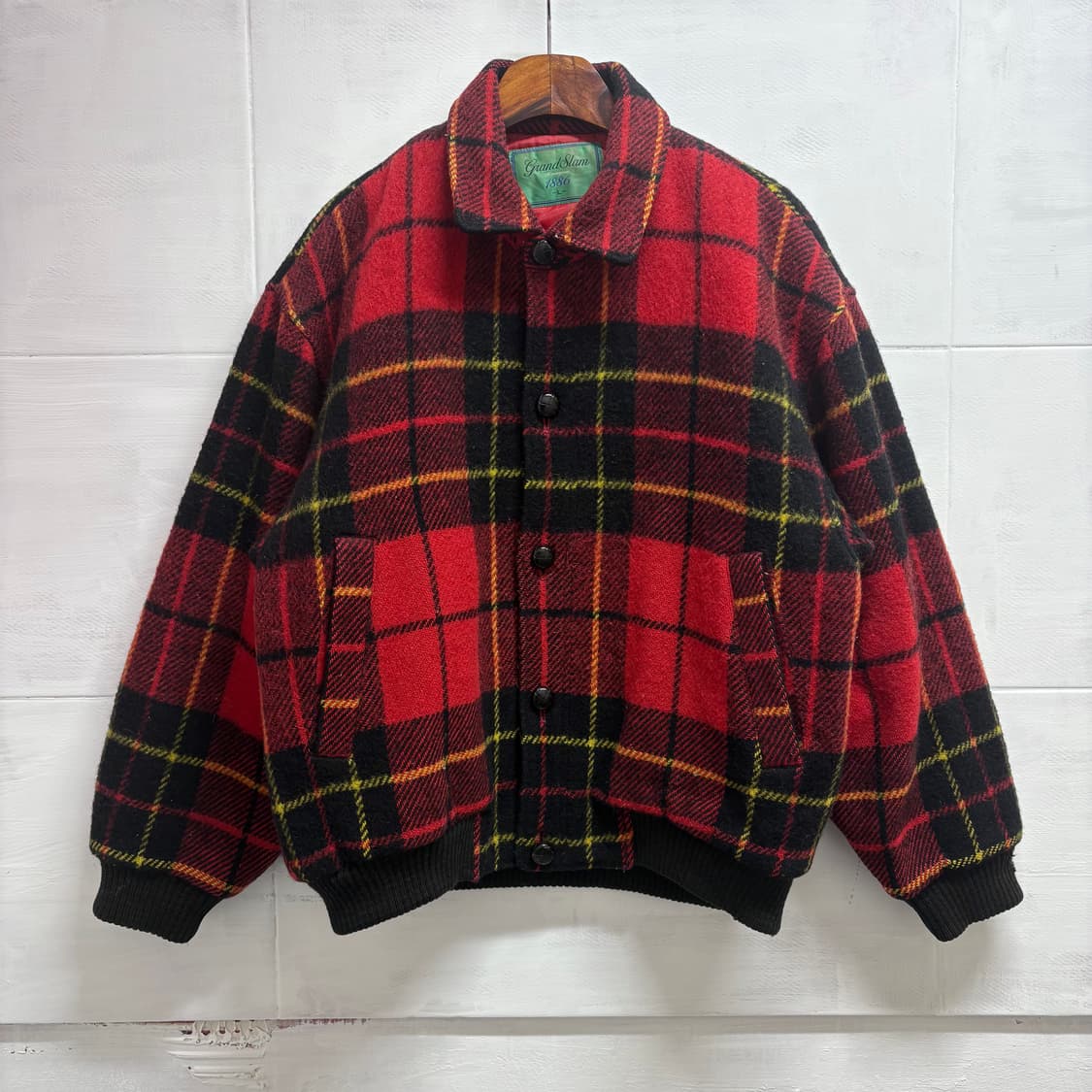 90's Munsingwear 먼싱웨어 체크 워크자켓 블루종 상품이미지1