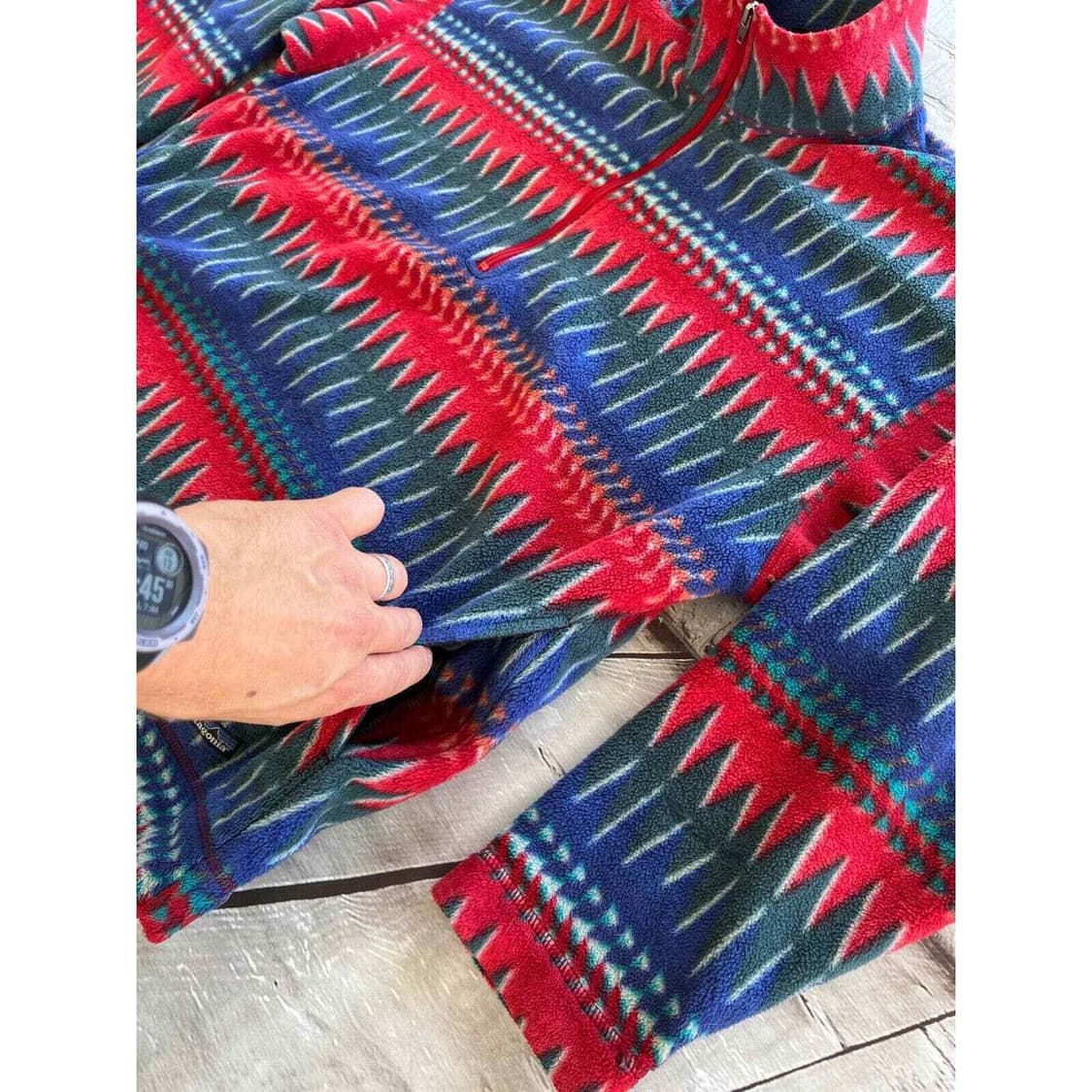 90s 파타고니아 신칠라 스냅-T 아즈텍 레드/블루/그린 USA 상품이미지5