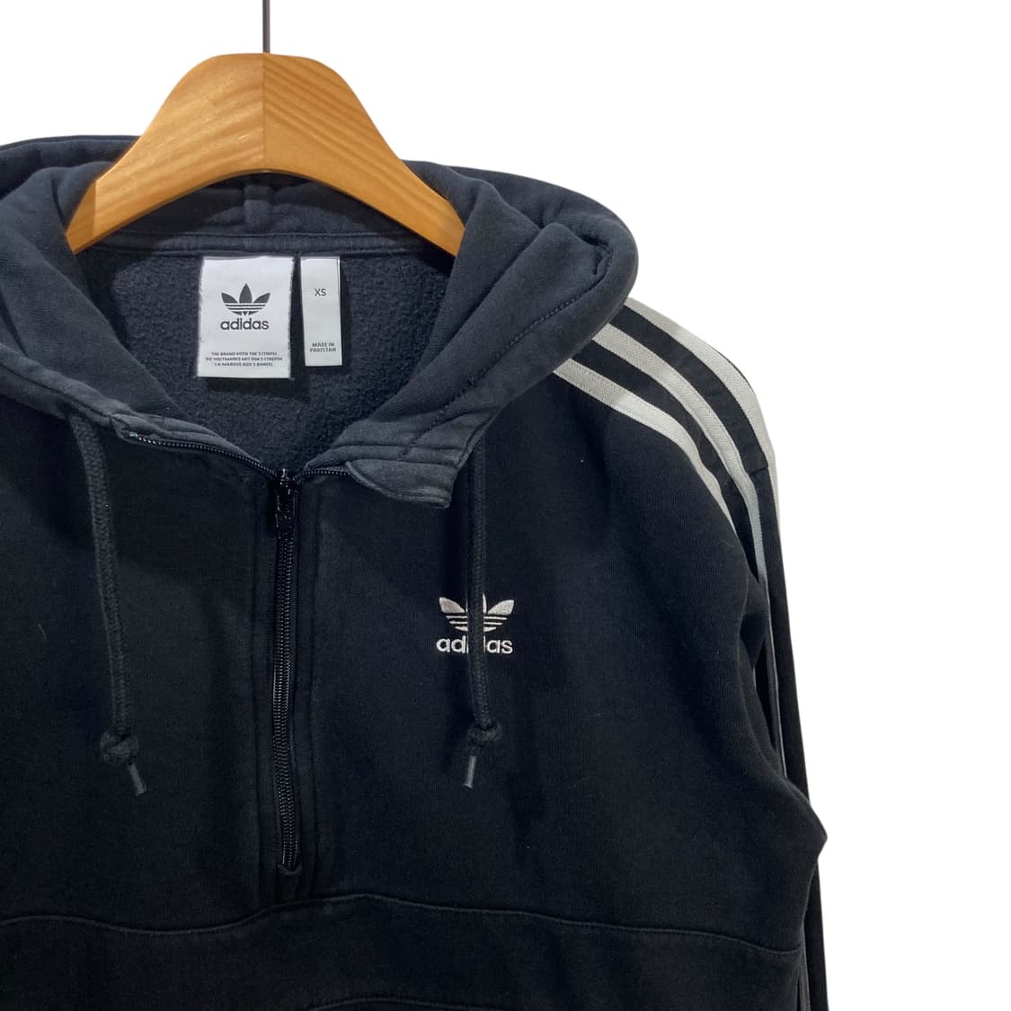 아디다스 사이드라인 블랙 반집업 후드 상품이미지3