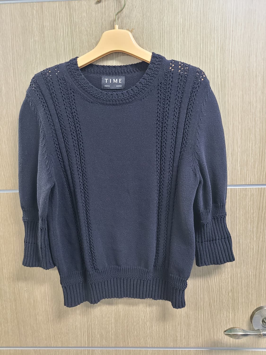 타임 블랙 반팔 니트 상품이미지1