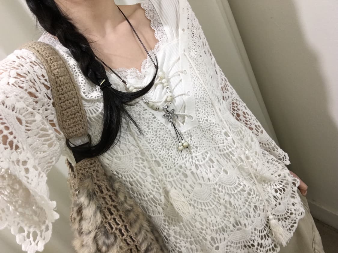 lace sleeveless + crochet top 상품이미지5