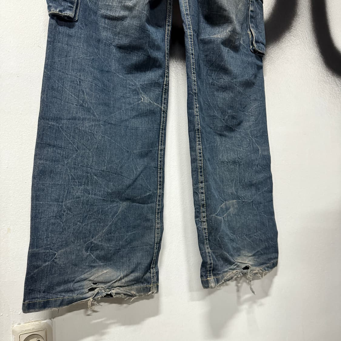 VTG 빈티지 크랙 워싱 데님 빅카고 팬츠 상품이미지6