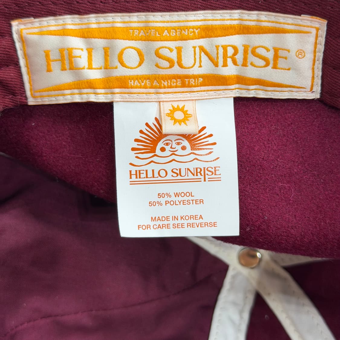 헬로선라이즈 H로고 울 릴렉스 6패널 캡 모자 버건디 레드 상품이미지4