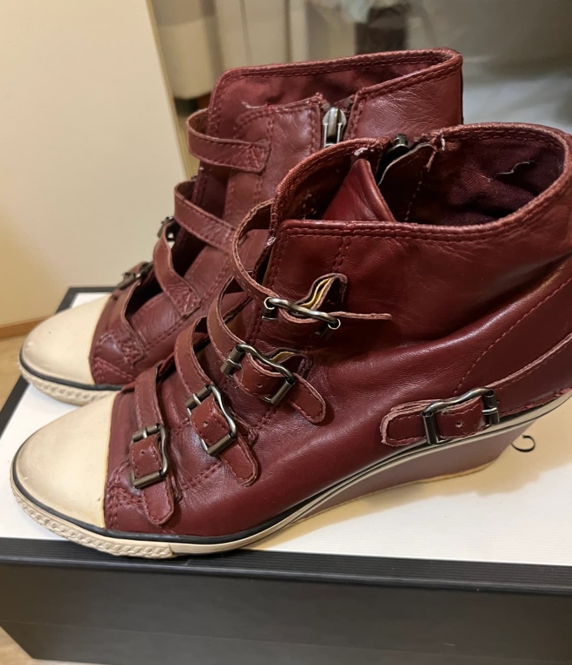 Ash 아쉬 텔마 웨지힐 스니커즈 40 레드 버건디 상품이미지3