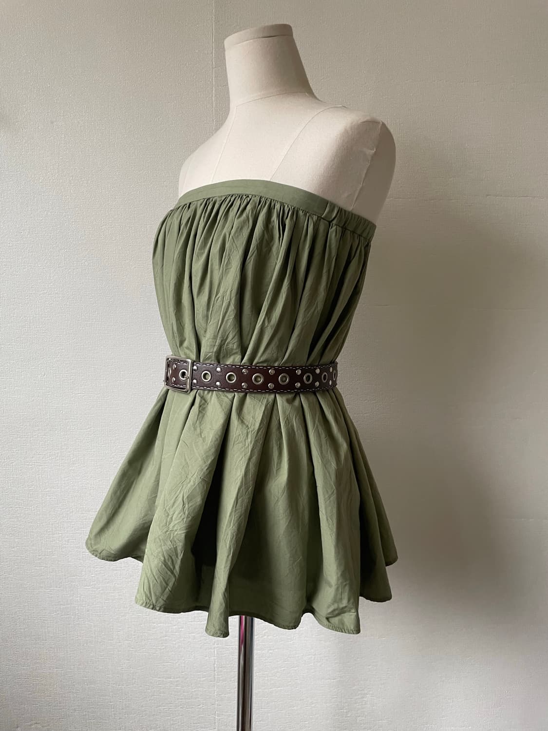 khaki pleats cotton skirt&top 상품이미지2