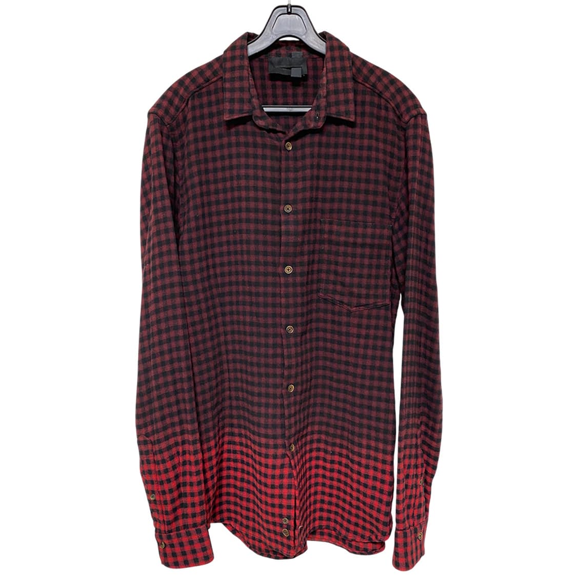 디젤 블랙 골드 라벨 그라데이션 체크 셔츠 상품이미지1