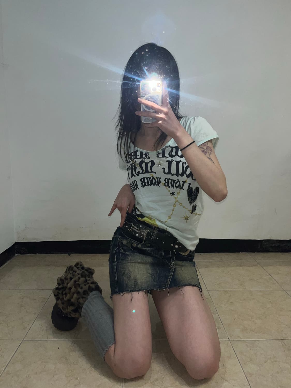 할로윈 민트 펑크 프린팅 티셔츠  상품이미지1