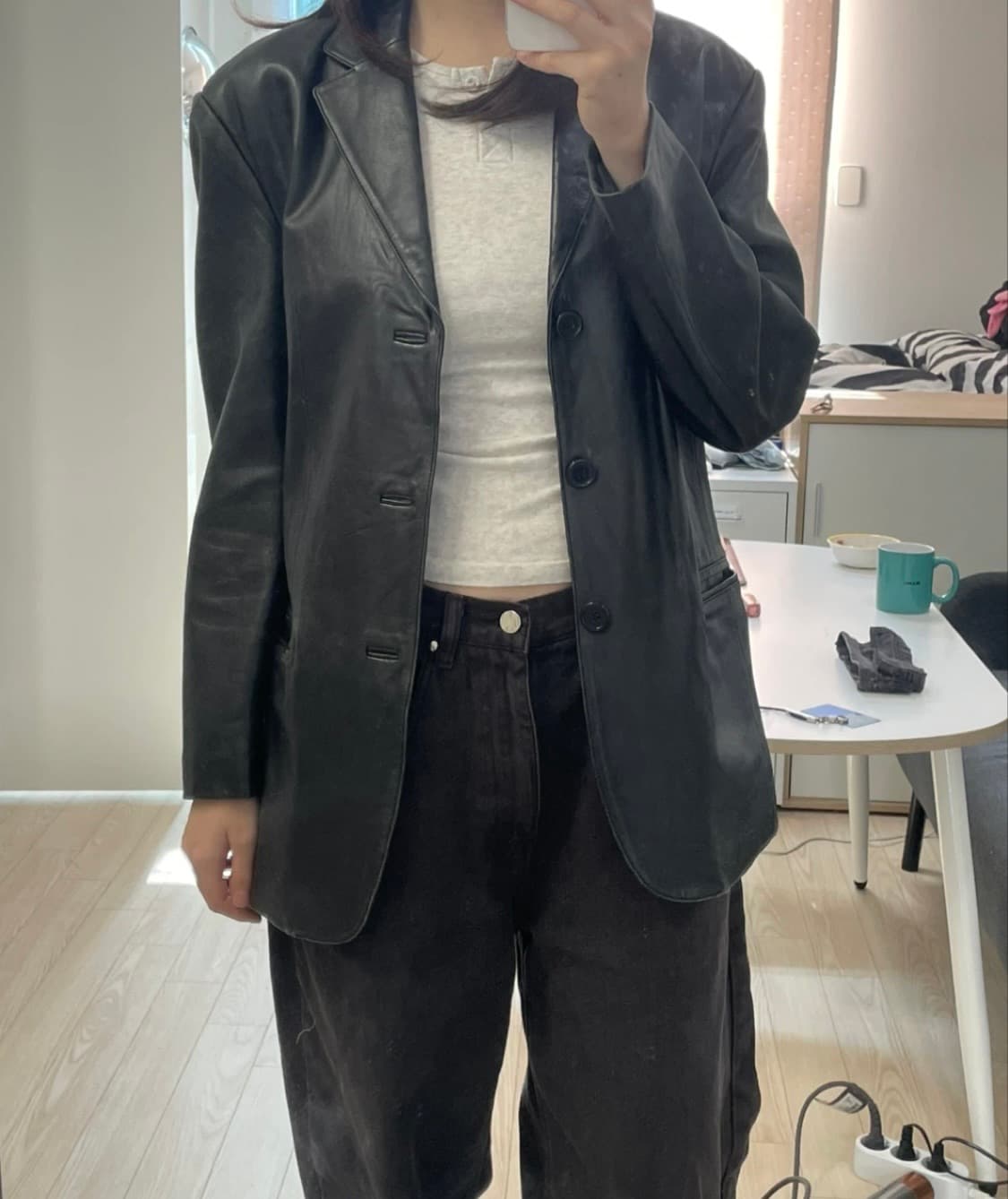 상아모피 블랙 양가죽 블레이저 95 상품이미지2