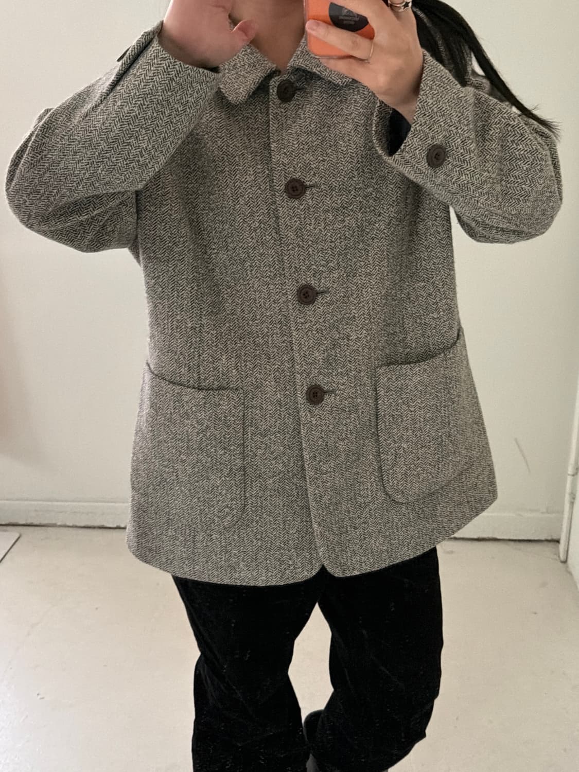 일본빈티지 헤링본 울 코트 자켓 상품이미지5