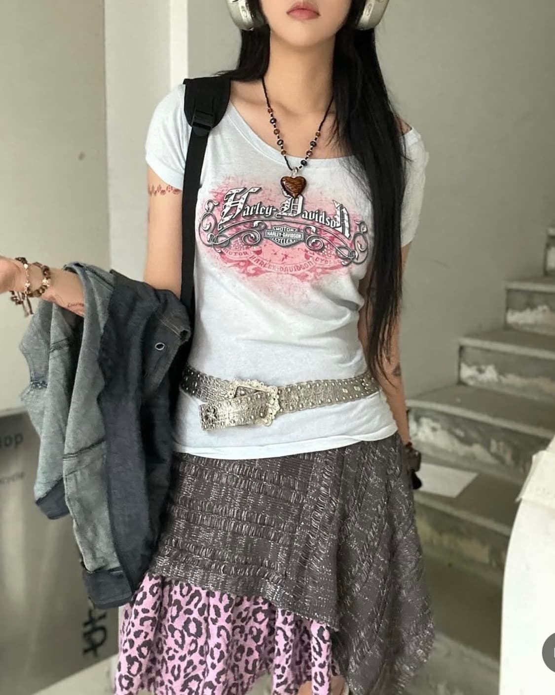 Printed Sky Blue Slim Short Sleeve Tee 상품이미지4