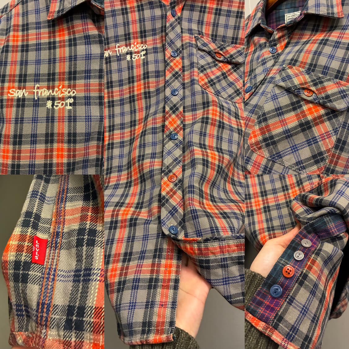 (M)Levis 리바이스 헤비코튼 체인자수 원포켓 체크셔츠  상품이미지6