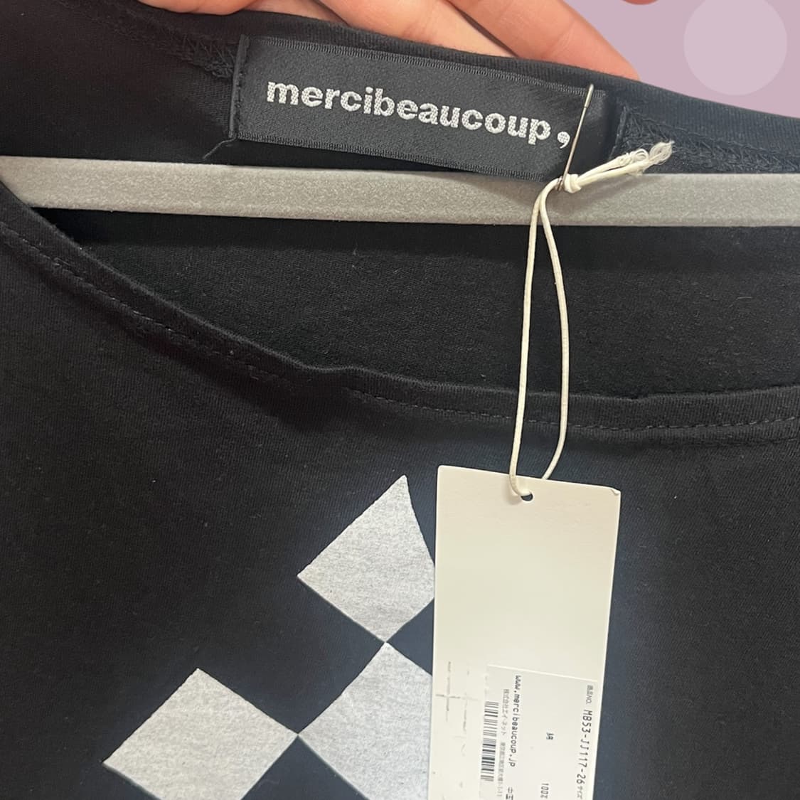 메르시보꾸 체커보드 리본 티셔츠 상품이미지7