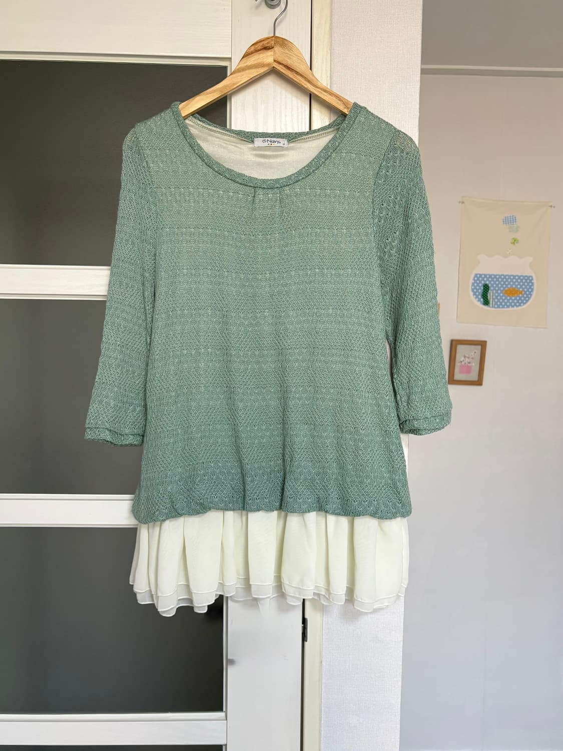 민트 레이어드 블라우스 상품이미지1