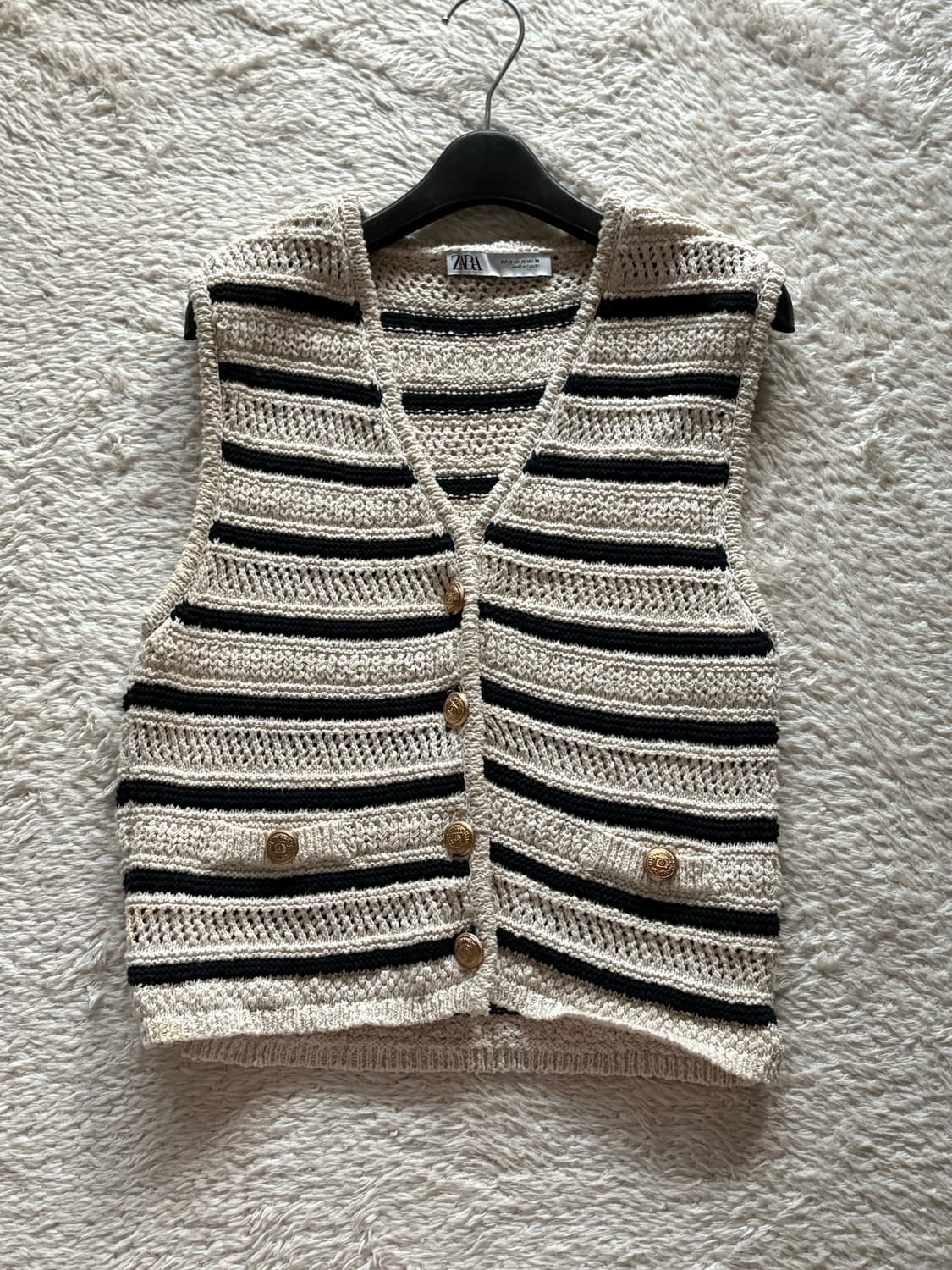 자라 스트라이프 크로쉐 베스트 상품이미지3