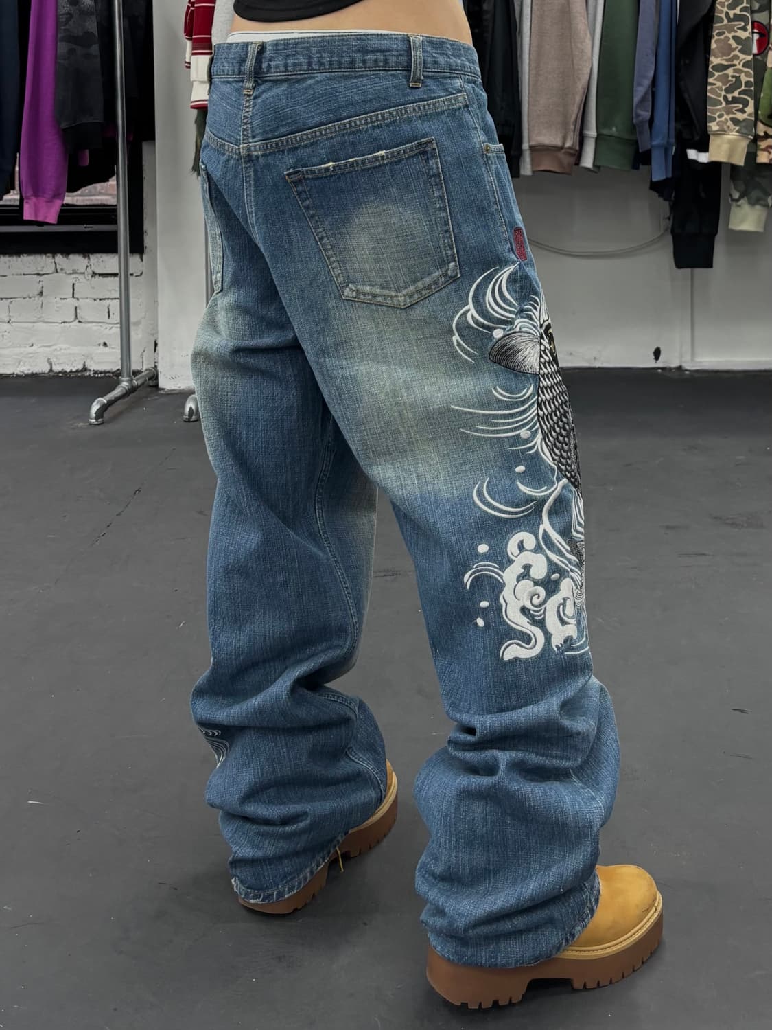 카라쿠리 타마시 오리엔탈 잉어 데님팬츠 상품이미지6