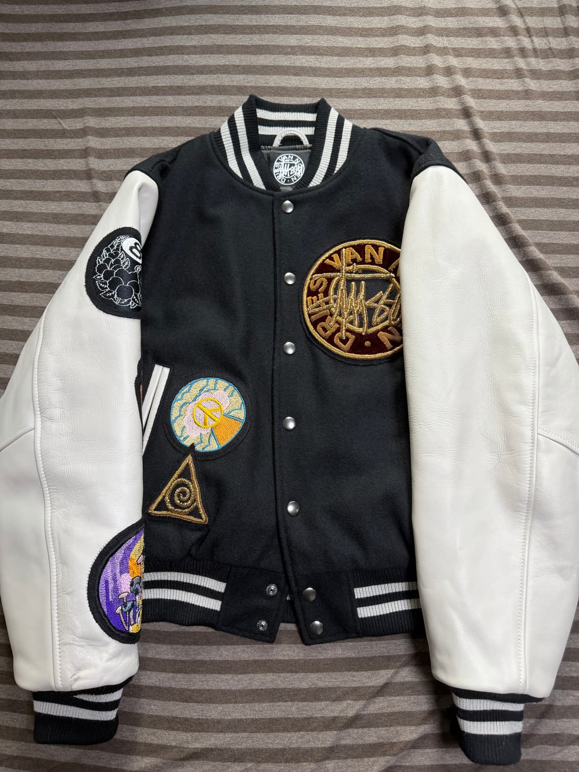 스투시 x 드리스 반 노튼 바시티 자켓 블랙 S 상품이미지4