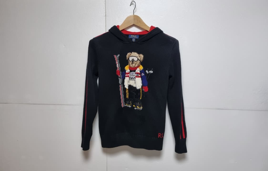 청소년 학생 보이즈 주니어 키즈 2022 폴로 QR인증 베어 니트 후드티 상품이미지3