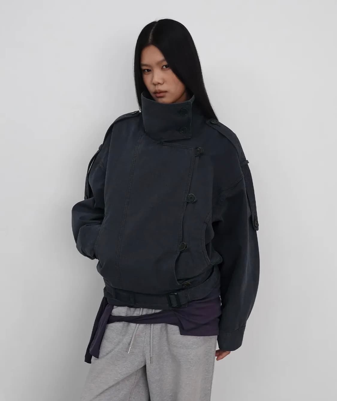 샌드릭 High Neck Cotton Jacket_Navy  상품이미지1