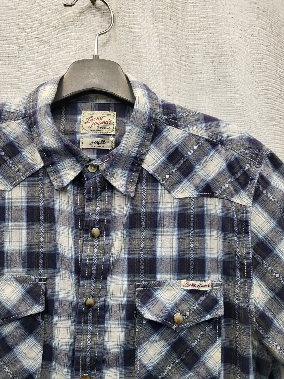 럭키브랜드 체크 웨스턴 반팔 셔츠 상품이미지3