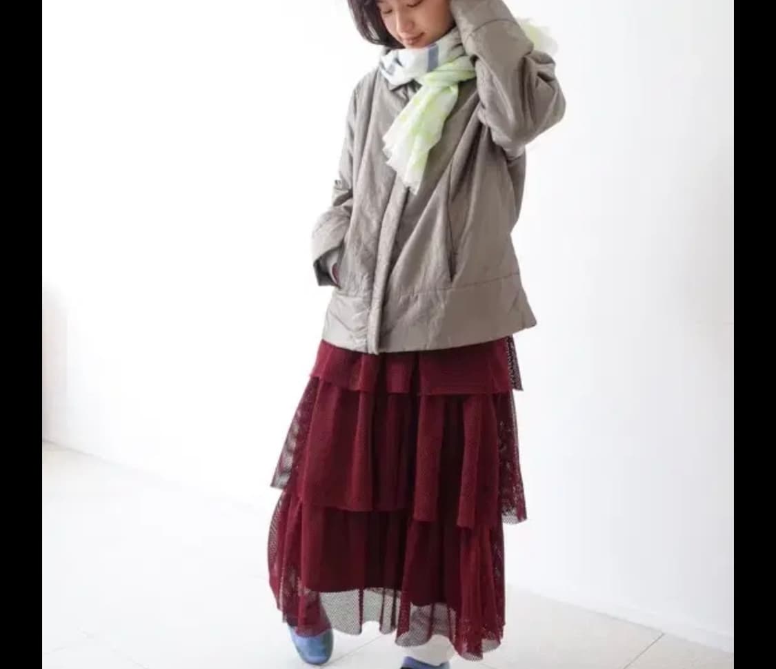 버건디 네트메쉬 샤 스커트 캉캉스커트 상품이미지3