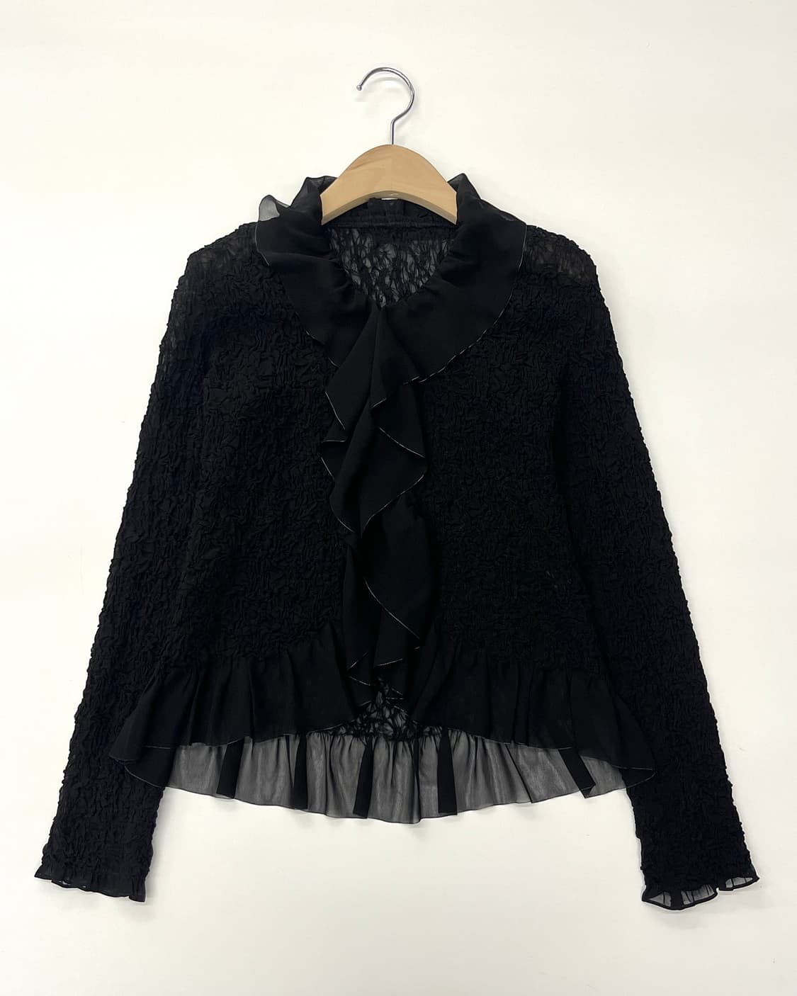 IsseyMiyake 이세이미야케 블랙 러플 가디건 상품이미지4