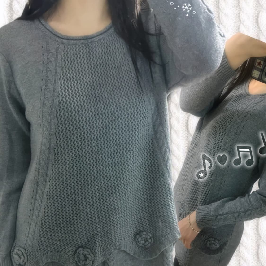 빈티지 하구미 모리걸 플라워 니트 상품이미지4