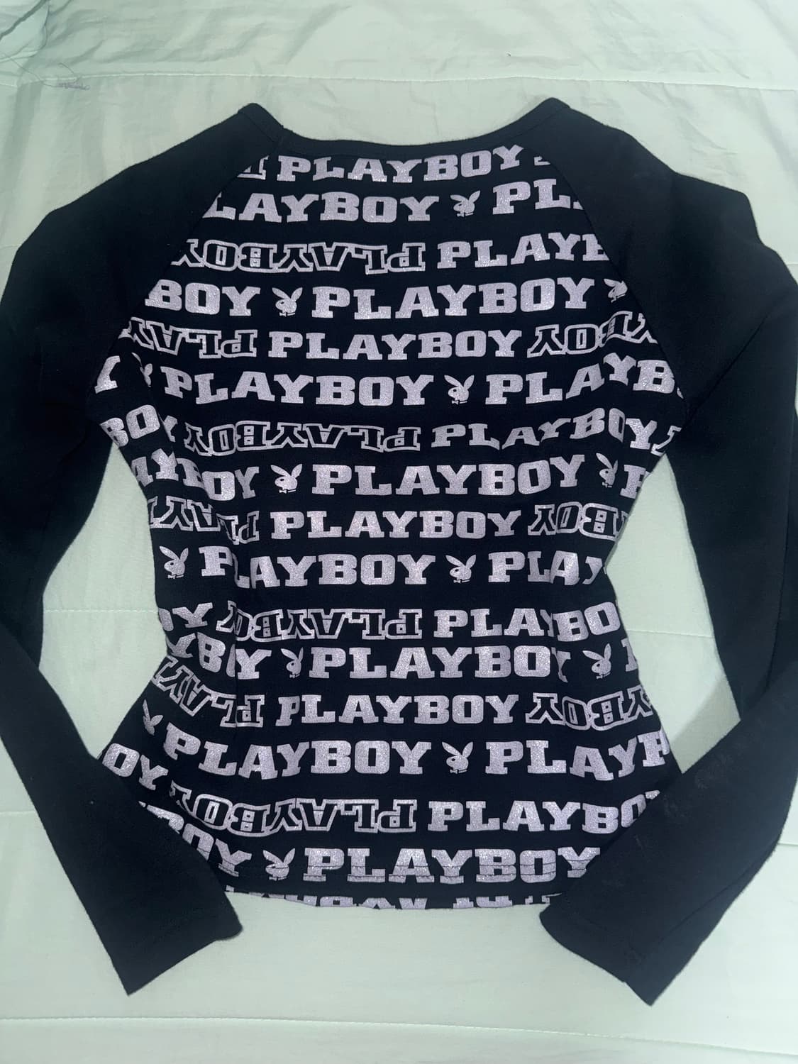 플레이보이 갸루 y2k 딱붙 큐빅 롱슬리브 긴팔티 상품이미지2