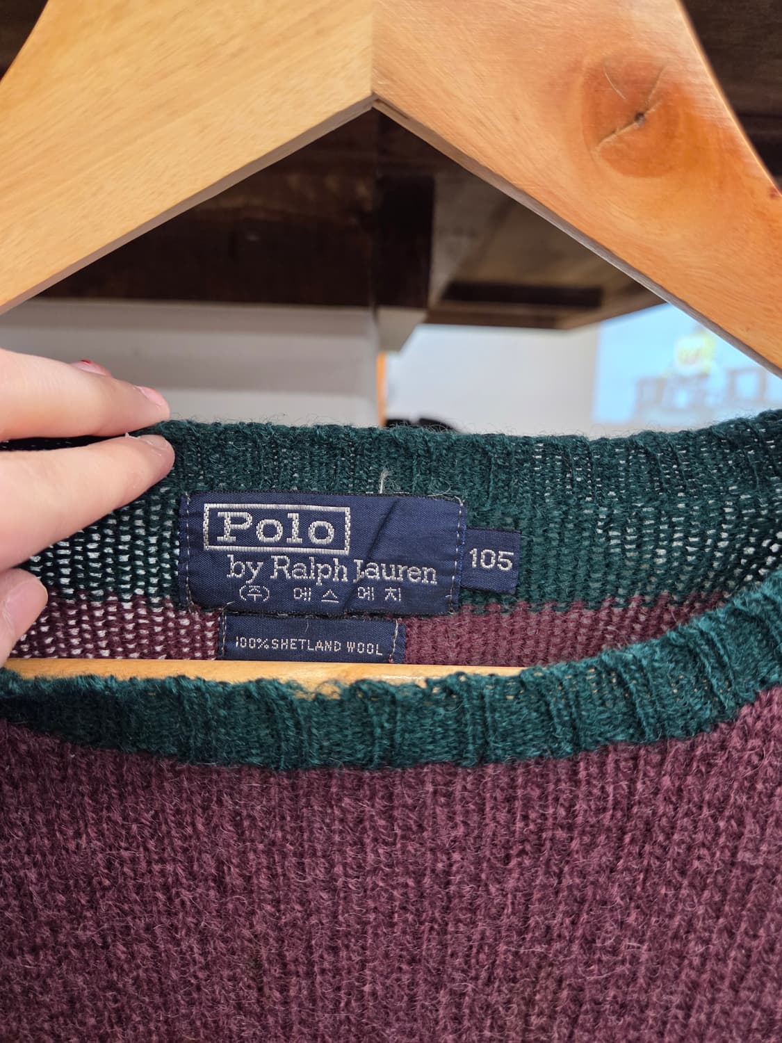 1980s PRL 폴로 랄프로렌 셔틀랜드 울 투톤 니트 상품이미지7