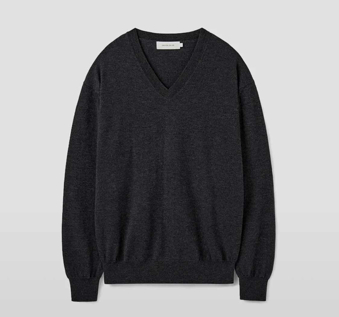 유니온블루 V넥 니트 차콜 L 상품이미지1