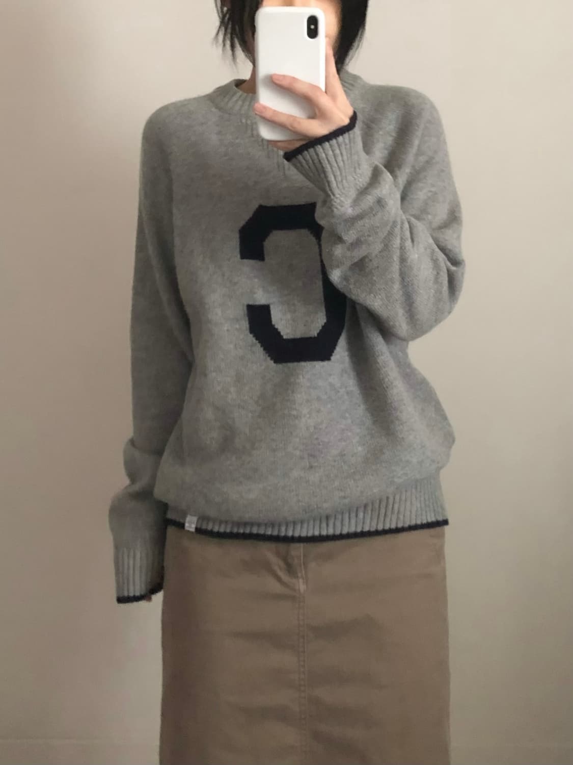 커버낫 빅로고 배색 니트 상품이미지1