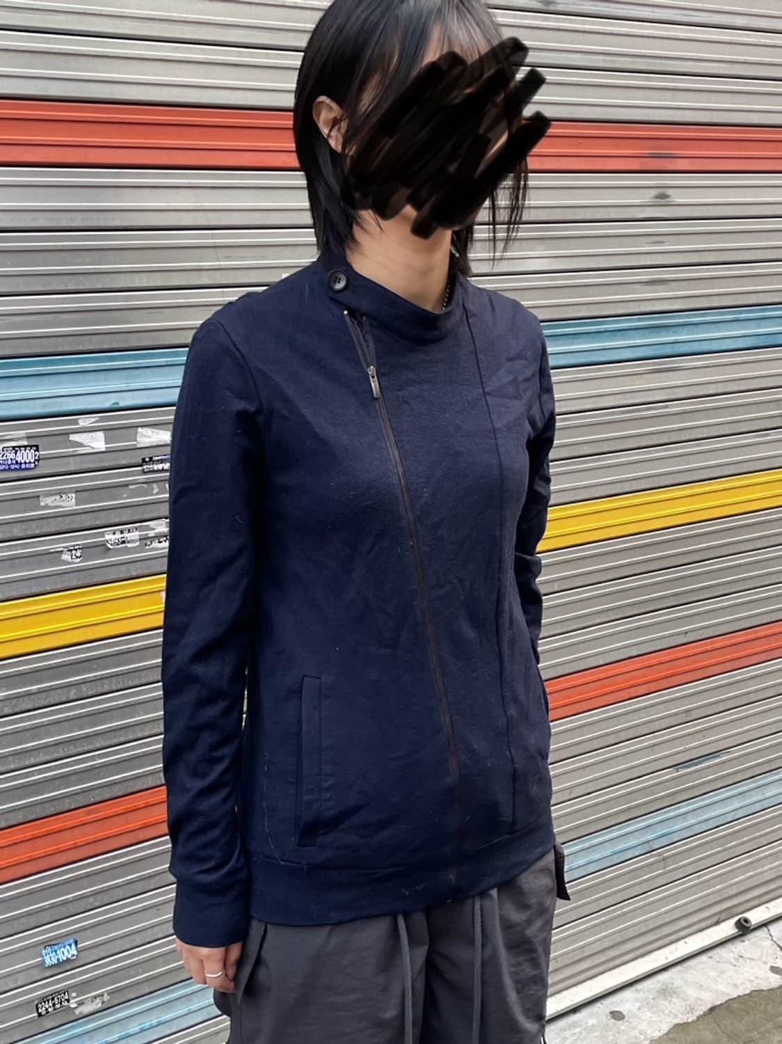 솔리드옴므 우영미 다크 네이비 사선 비대칭 집업 자켓 100 상품이미지2