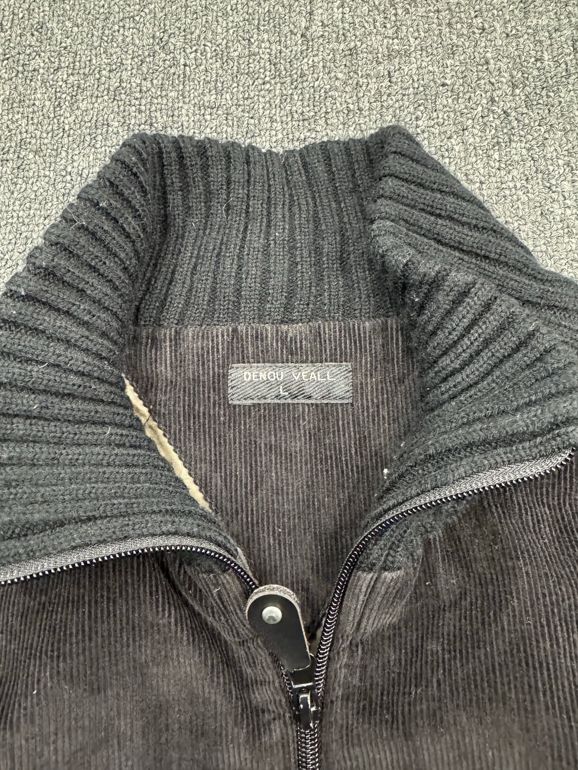 L)Japanese vintage 코듀로이 니트 집업 자켓 상품이미지3