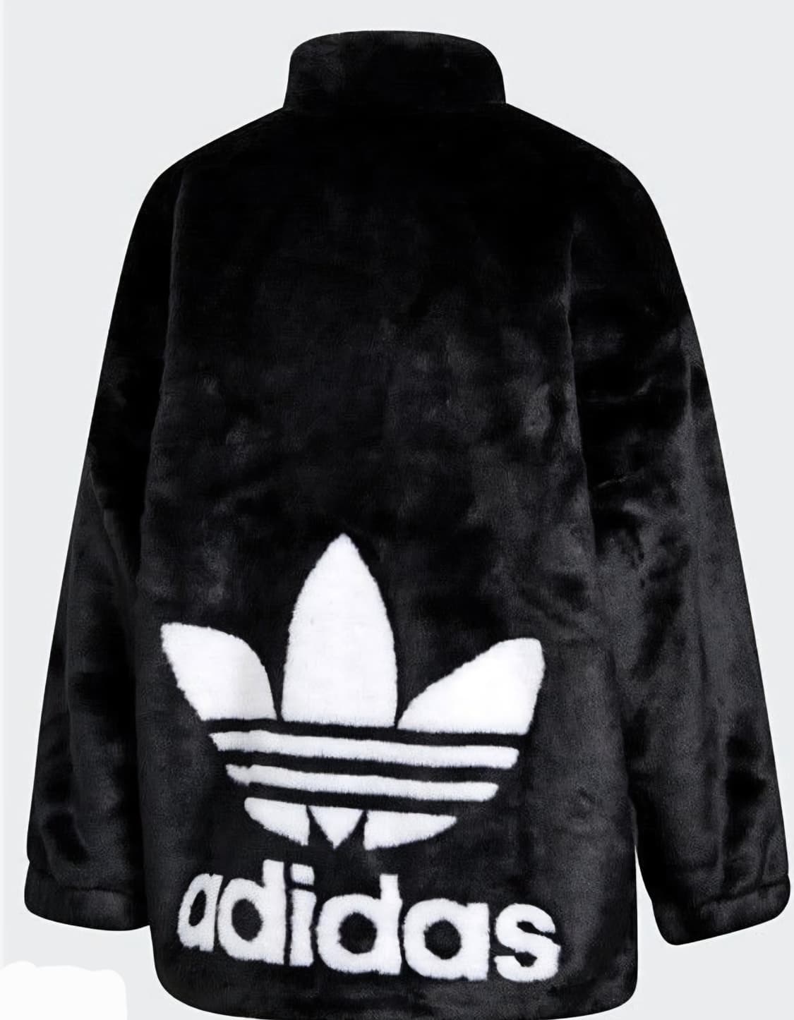 아디다스 블랙 퍼 자켓 트레포일 로고 상품이미지3