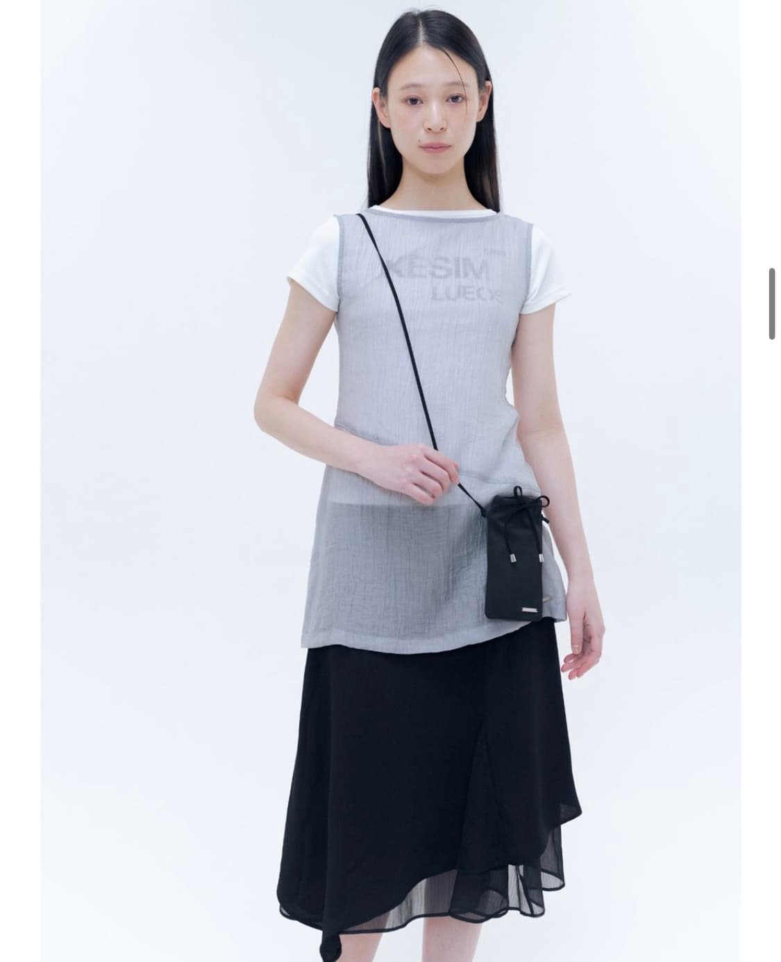 Sheer sleeveless button one piece GREY 상품이미지3