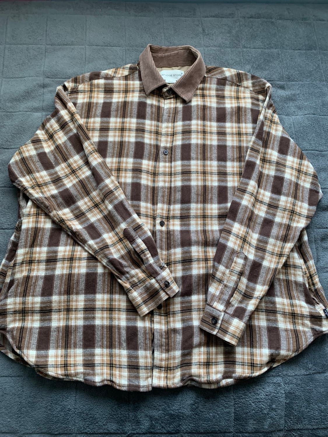 라퍼지스토어 코듀로이 칼라 빅 오버 체크 셔츠자켓L 상품이미지1