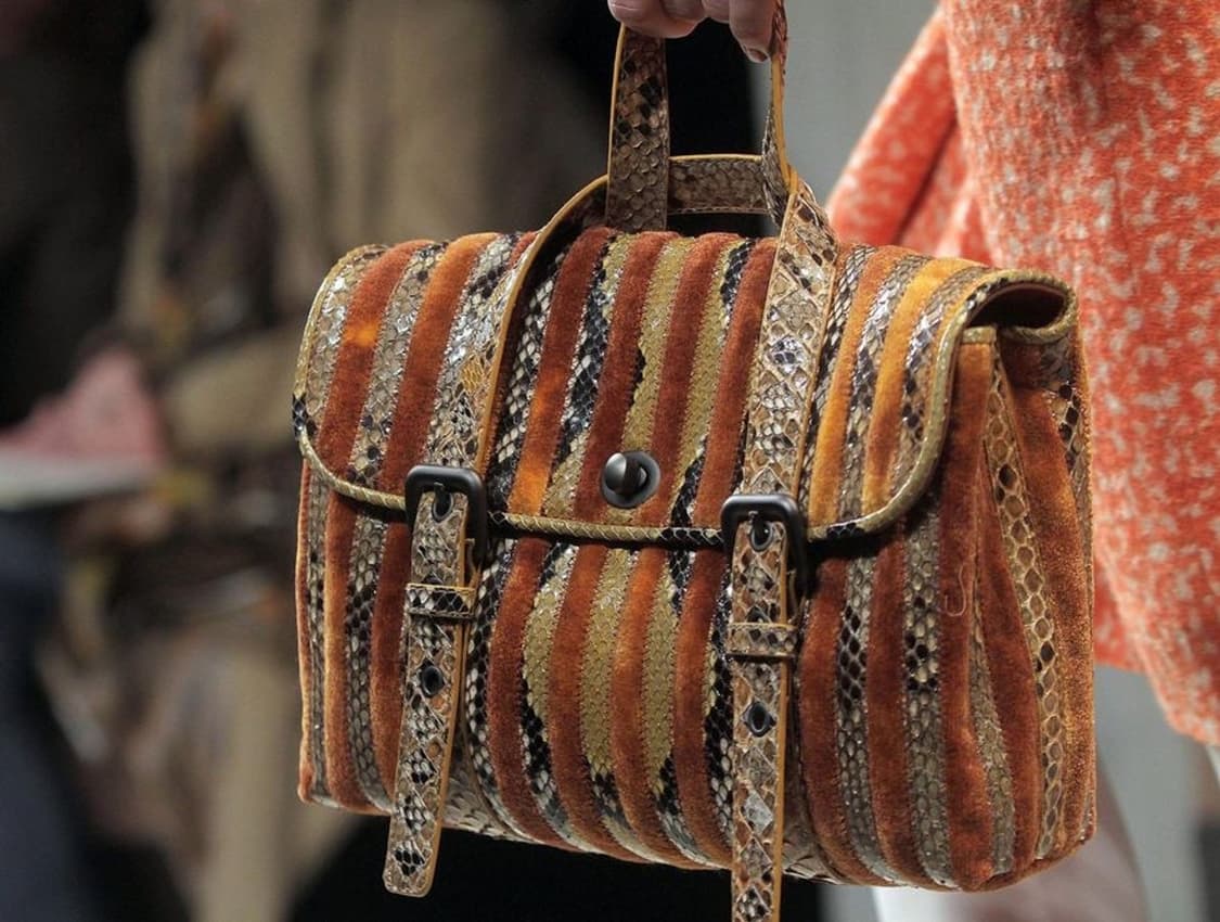 보테가베네타 벨벳 에어스 스네이크스킨 사첼백 상품이미지1