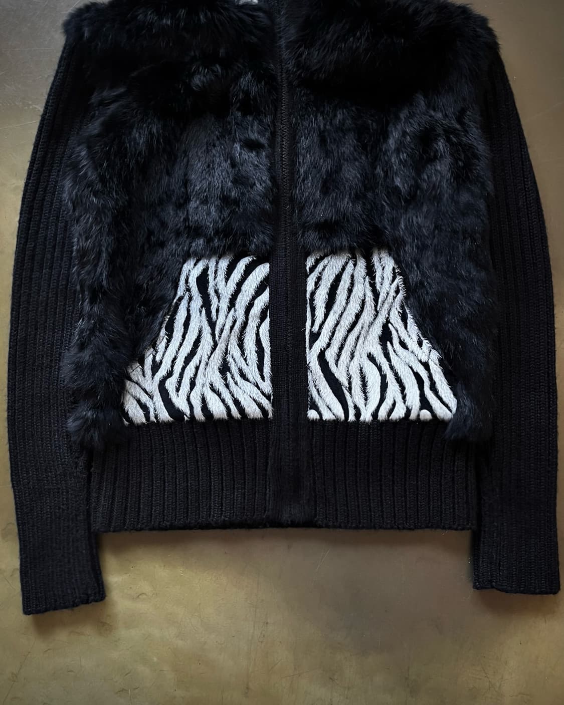 Rabbit Fur & Calf hair Knit Trim Zip-up 상품이미지6