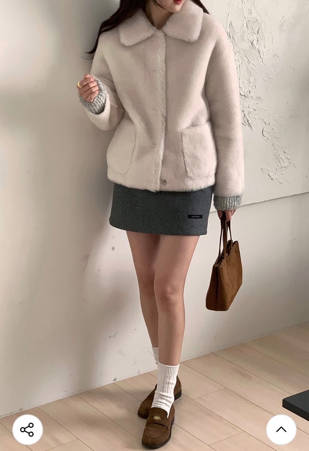 레프트서울 리얼 양털 데일리 자켓 아이보리 (퍼자켓/무스탕) 상품이미지3