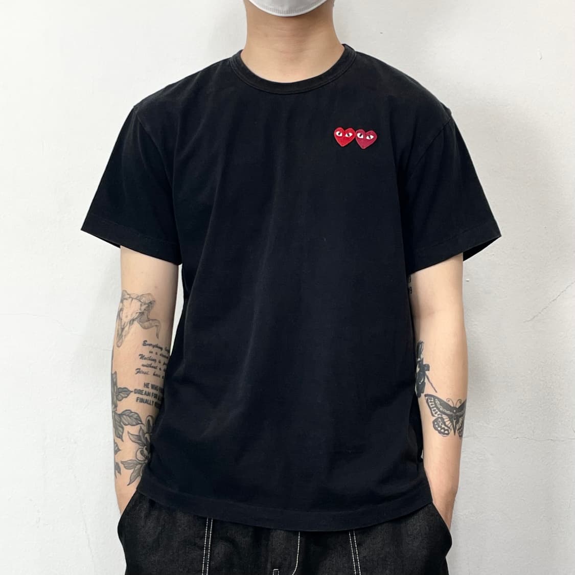 꼼데가르송 더블 하트와펜 반팔 블랙 상품이미지1