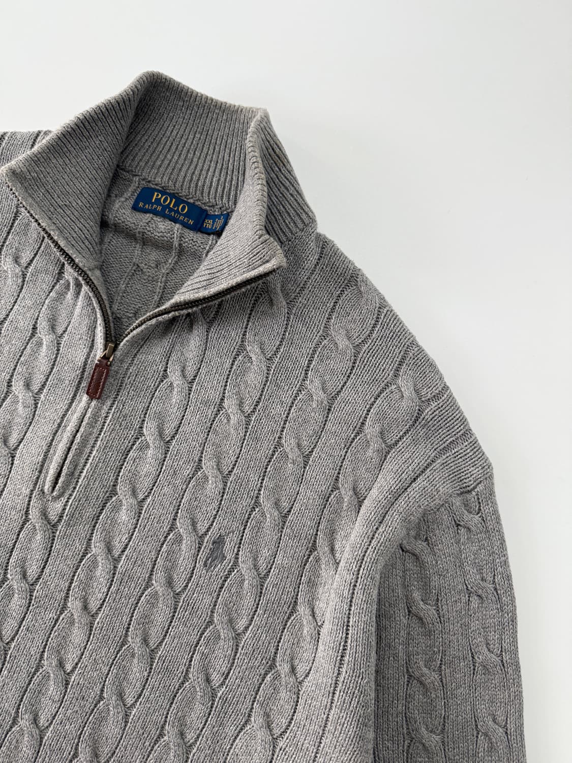폴로 랄프로렌 오버사이즈 신형 코튼 꽈배기 하프집 니트 상품이미지4