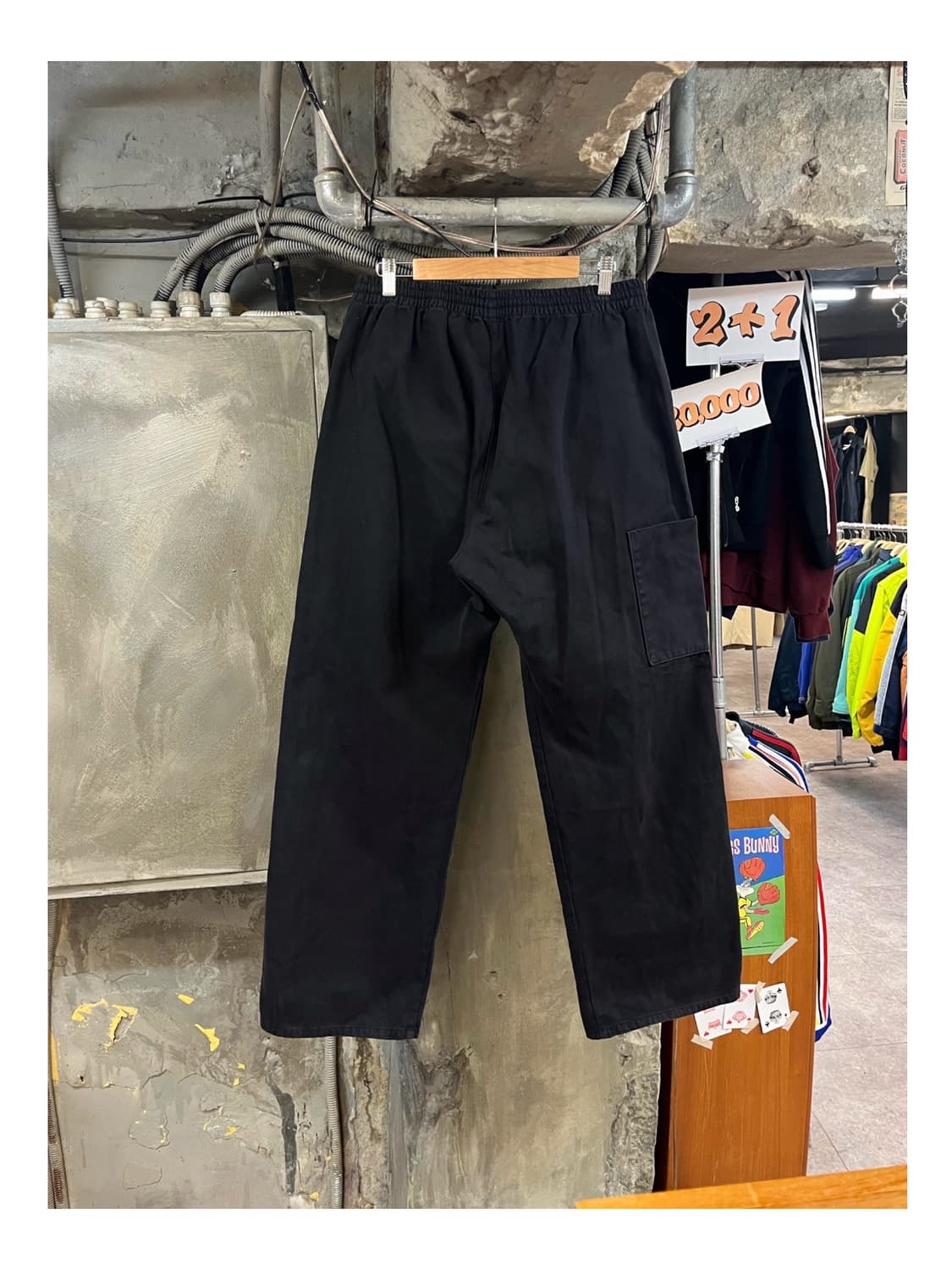 이지갭 사틴 카고 밴딩 팬츠 블랙 L #csz3637 상품이미지1