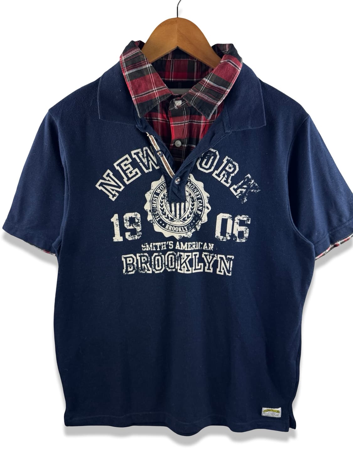 JPN Y2K 체크 레이어드 반팔티3083 상품이미지1