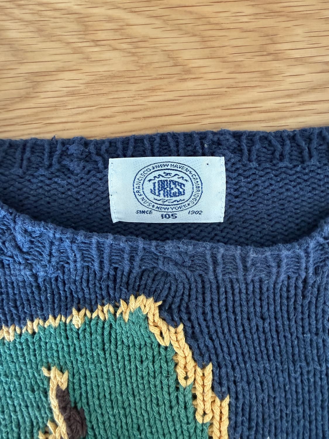 90's 제이프레스(J.PRESS) 핸드메이드 코튼 니트(반도 라이센스) 상품이미지8